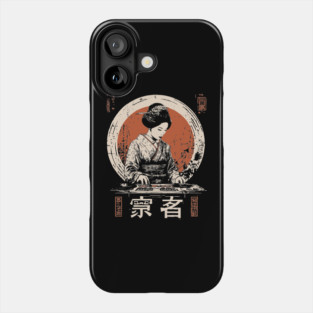 Modern Geisha DJ Turntables Japanese Fusion Electronic Music Art Phone Case