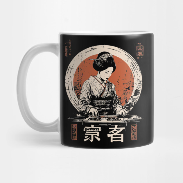 Modern Geisha DJ Turntables Japanese Fusion Electronic Music Art by TuncGK