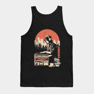 Japanese Wabi Sabi Style - Lo-Fi DJ Girl Retro Art Tank Top