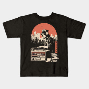 Japanese Wabi Sabi Style - Lo-Fi DJ Girl Retro Art Kids T-Shirt