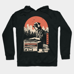 Japanese Wabi Sabi Style - Lo-Fi DJ Girl Retro Art Hoodie