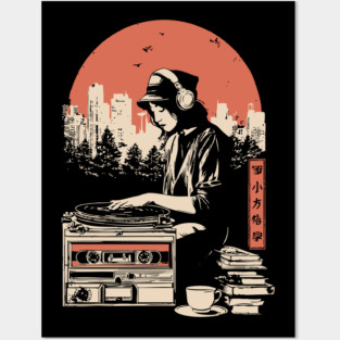 Japanese Wabi Sabi Style - Lo-Fi DJ Girl Retro Art Posters and Art
