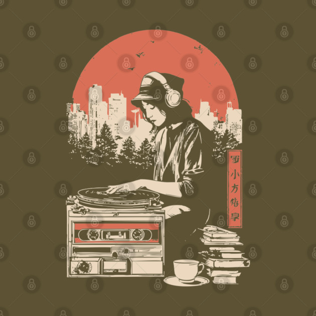 Japanese Wabi Sabi Style - Lo-Fi DJ Girl Retro Art by TuncGK