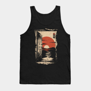 Japanese Door to New Life - Vintage Sunrise Art Tank Top