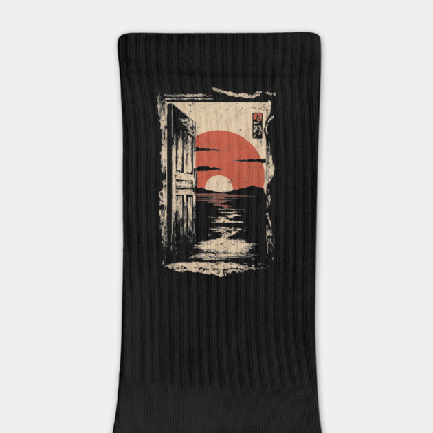 Japanese Door to New Life - Vintage Sunrise Art by TuncGK