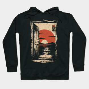 Japanese Door to New Life - Vintage Sunrise Art Hoodie