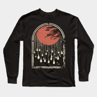 Abstract Japanese City Rain Drops - Vintage Grunge Art Long Sleeve T-Shirt