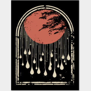 Abstract Japanese City Rain Drops - Vintage Grunge Art Posters and Art