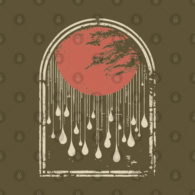 Abstract Japanese City Rain Drops - Vintage Grunge Art by TuncGK