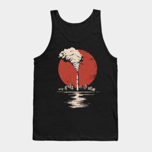 Vintage Japanese Industrial Factory - Retro Smoke Art Tank Top