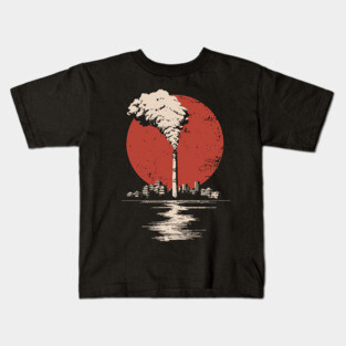 Vintage Japanese Industrial Factory - Retro Smoke Art Kids T-Shirt