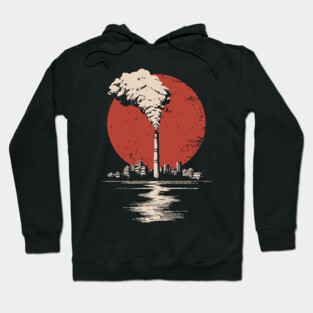 Vintage Japanese Industrial Factory - Retro Smoke Art Hoodie