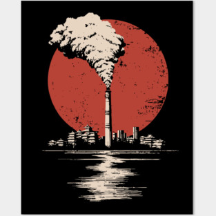 Vintage Japanese Industrial Factory - Retro Smoke Art Posters and Art
