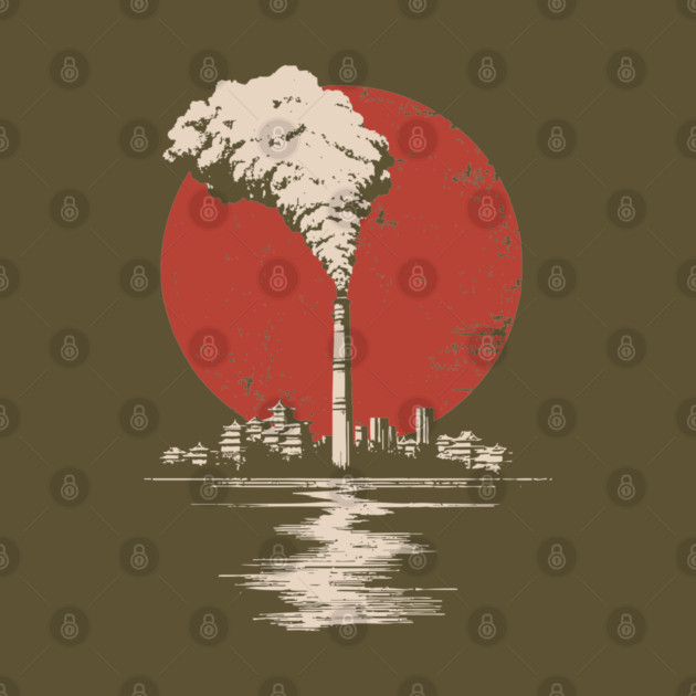 Vintage Japanese Industrial Factory - Retro Smoke Art by TuncGK