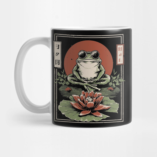 Cool Zen Frog with Aviators - Vintage Japanese Art by TuncGK