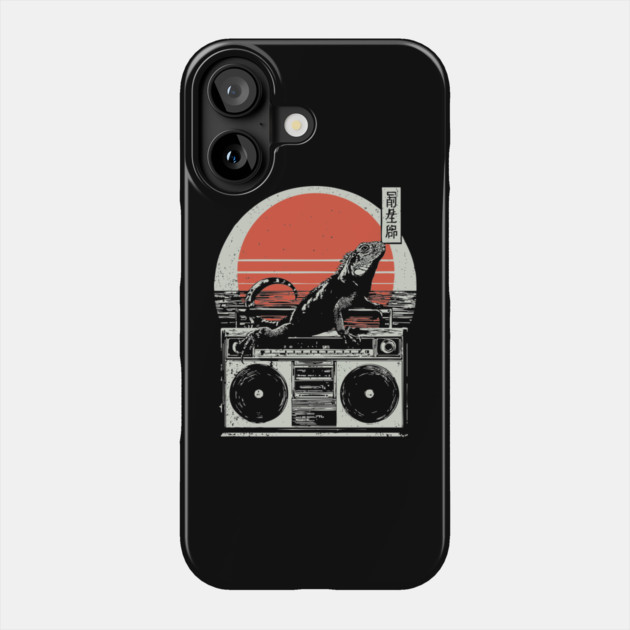 Retro Iguana Boombox - Vintage Japanese Beach Vibes Phone Case by TuncGK