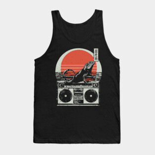 Retro Iguana Boombox - Vintage Japanese Beach Vibes Tank Top