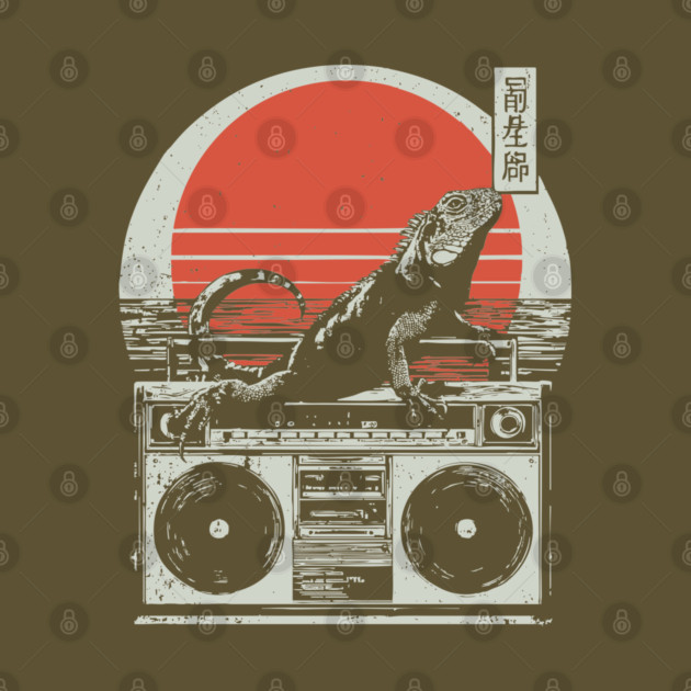 Retro Iguana Boombox - Vintage Japanese Beach Vibes by TuncGK