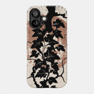 Japanese Ivy on Cracked Wall - Vintage Wabi Sabi Art Phone Case