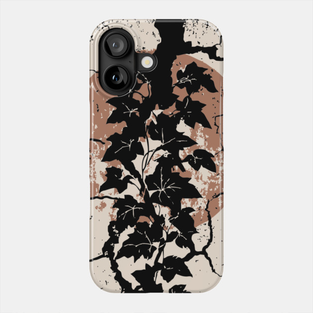 Japanese Ivy on Cracked Wall - Vintage Wabi Sabi Art Phone Case by TuncGK