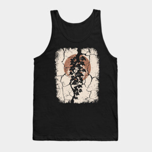 Japanese Ivy on Cracked Wall - Vintage Wabi Sabi Art Tank Top