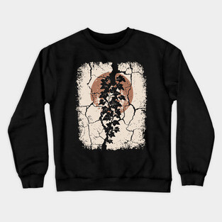 Japanese Ivy on Cracked Wall - Vintage Wabi Sabi Art Crewneck Sweatshirt