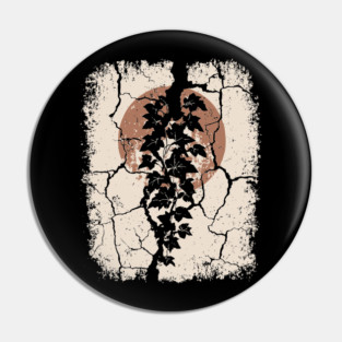 Japanese Ivy on Cracked Wall - Vintage Wabi Sabi Art Pin