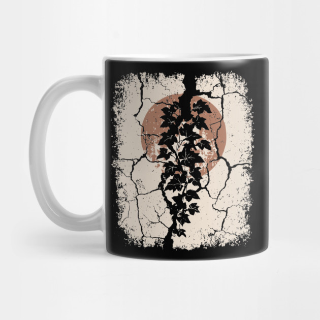 Japanese Ivy on Cracked Wall - Vintage Wabi Sabi Art by TuncGK