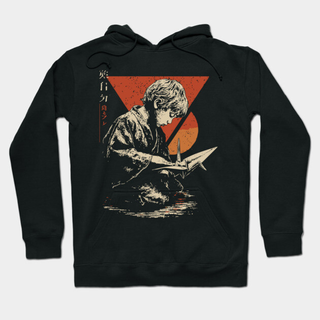 Japanese Origami Crane Kid - Vintage Art of Patience Hoodie by TuncGK