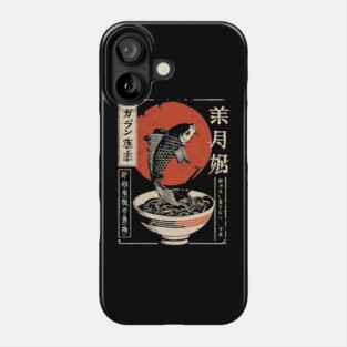 Vintage Japanese Koi Fish & Ramen Bowl Art Phone Case