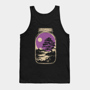 Miniature Japanese Zen Garden in a Jar - Vintage Art Tank Top