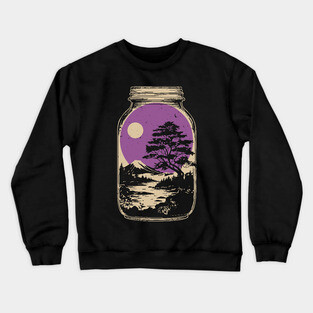 Miniature Japanese Zen Garden in a Jar - Vintage Art Crewneck Sweatshirt
