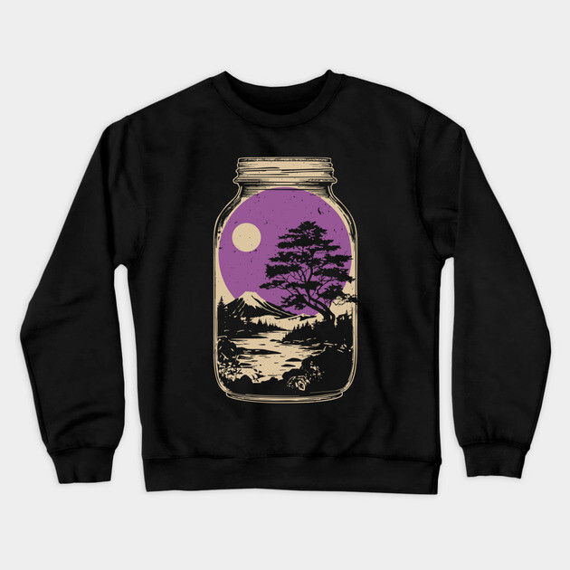 Miniature Japanese Zen Garden in a Jar - Vintage Art Crewneck Sweatshirt by TuncGK