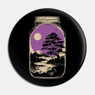 Miniature Japanese Zen Garden in a Jar - Vintage Art Pin