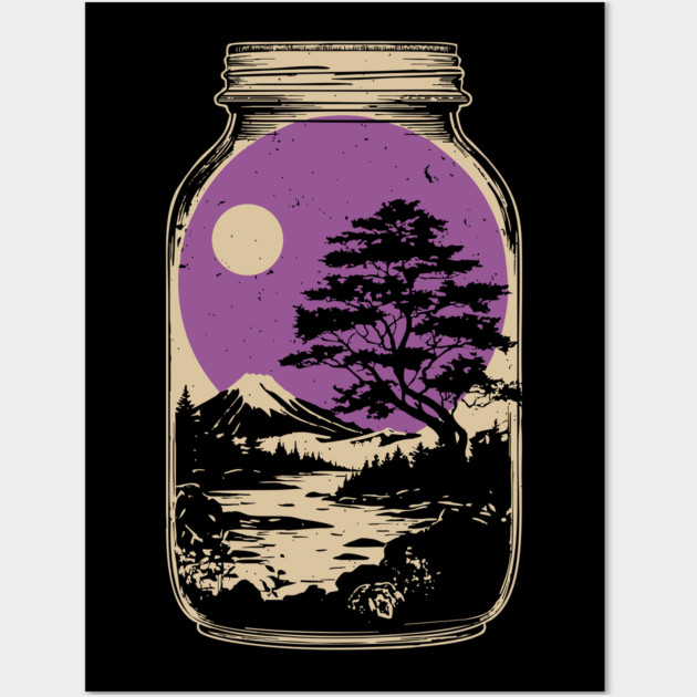 Miniature Japanese Zen Garden in a Jar - Vintage Art Wall Art by TuncGK