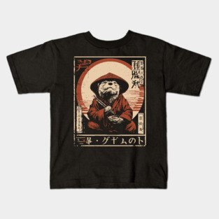Zen Master Otter - Cute Japanese Vintage Animal Art Kids T-Shirt