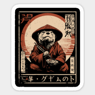 Zen Master Otter - Cute Japanese Vintage Animal Art Sticker