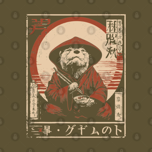 Zen Master Otter - Cute Japanese Vintage Animal Art by TuncGK