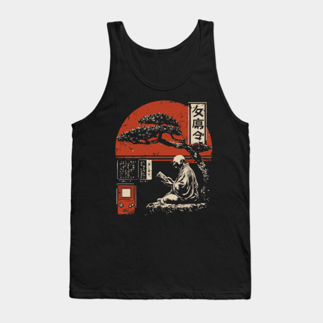 Zen Monk Gamer - Vintage Japanese Retro Gaming Art Tank Top by TuncGK