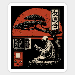 Zen Monk Gamer - Vintage Japanese Retro Gaming Art Sticker
