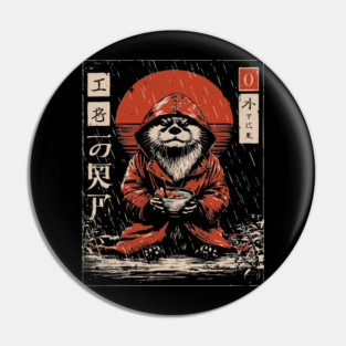 Cozy Otter in Raincoat - Cute Japanese Vintage Animal Art Pin