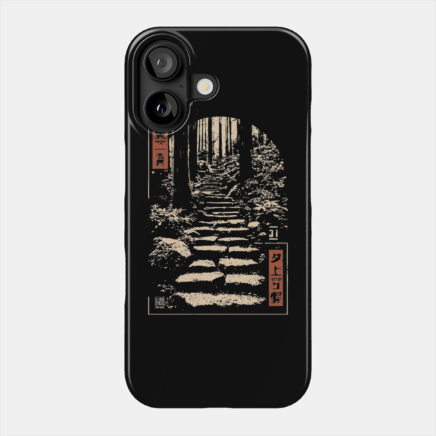 Serene Forest Path - Vintage Japanese Nature Steps Art Phone Case by TuncGK