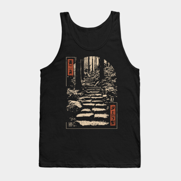 Serene Forest Path - Vintage Japanese Nature Steps Art Tank Top by TuncGK