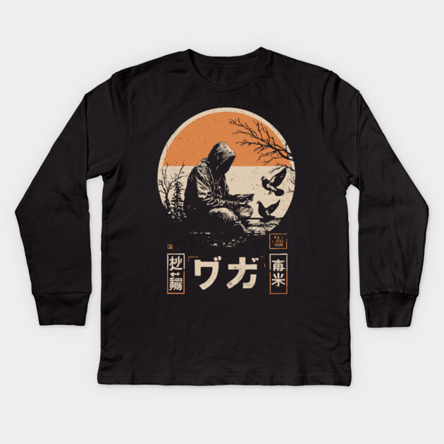 Urban Pigeon Whisperer - Vintage Japanese Cyberpunk Art Kids Long Sleeve T-Shirt by TuncGK