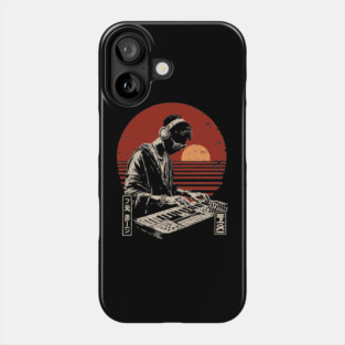 Sunset Synthwave DJ - Vintage Japanese Electronic Music Art Phone Case