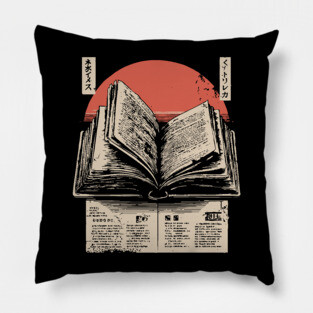 Timeless Knowledge - Vintage Japanese Open Book Art Pillow