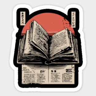 Timeless Knowledge - Vintage Japanese Open Book Art Sticker
