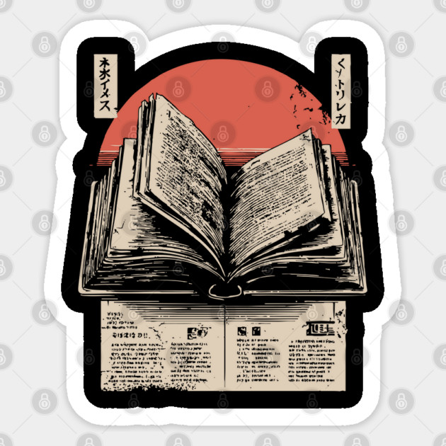 Timeless Knowledge - Vintage Japanese Open Book Art Sticker by TuncGK