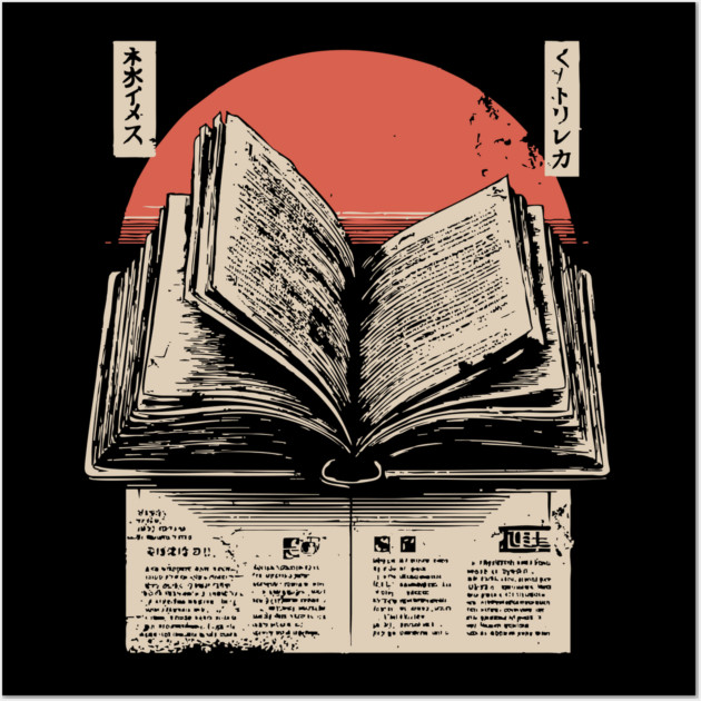 Timeless Knowledge - Vintage Japanese Open Book Art Wall Art by TuncGK