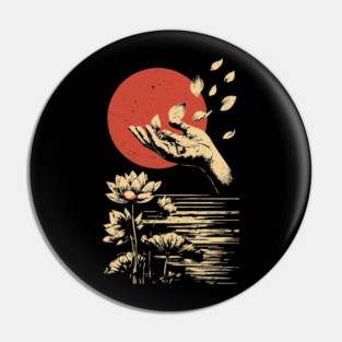 Zen Petal Offering - Serene Japanese Lotus Flower Art Pin
